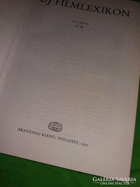 1978 Péter Ábel: new film lexicon i-ii. According to the pictures a-k/l-z, it is an academic publisher