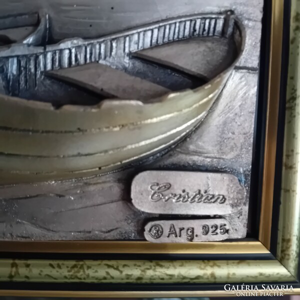 3D tájkép, "925 -ös valódi ezüst" táblás, tükrös megoldású falikép