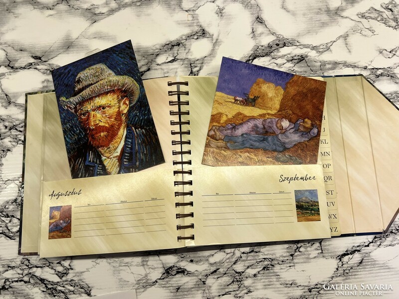 Postcard organizer album impressionist and post-impressionist painters with postcards postmen