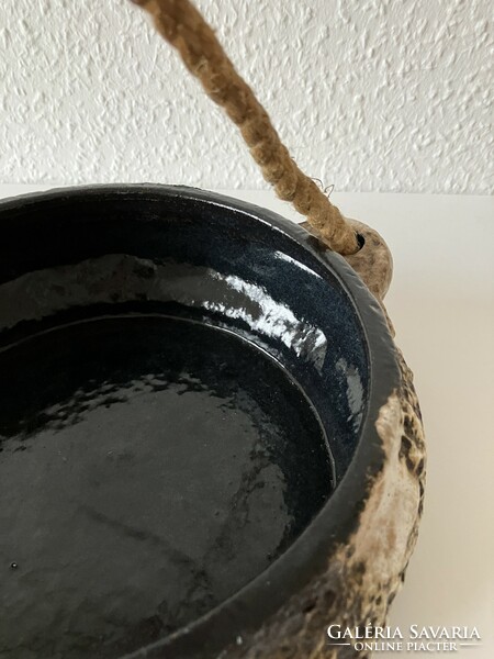 Hanging German fat lava ceramic bowl