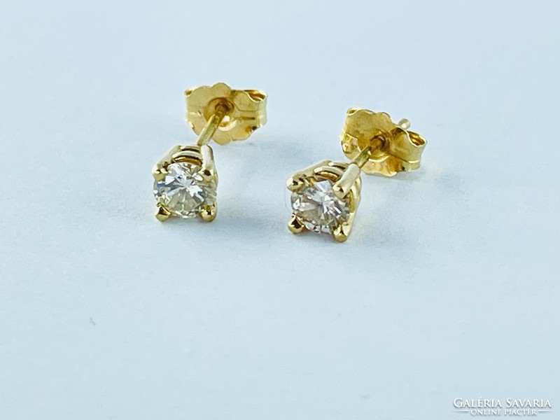 2 pairs of 14K gold earrings, approx. 0.48 ct natural diamond