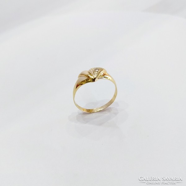 14 Karátos Arany Női gyűrű, cirkónia kővel  (No. 23/55)