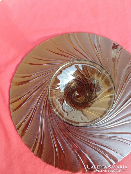 Huge smoke-colored glass cake stand: 36 x 10 cm, perfect..