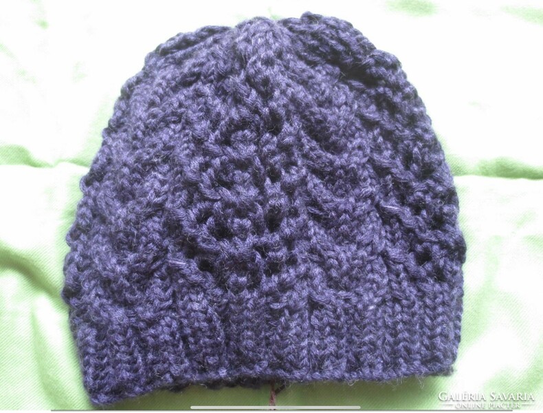 Unique, floral, purple women's hat new (28) hand knitted