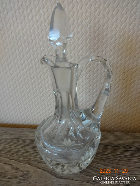 Old polished corked crystal glass oil or vinegar pourer