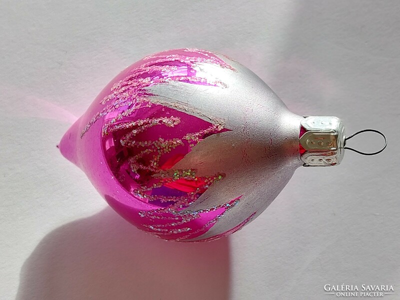 Régi üveg karácsonyfadísz rózsaszín jégcsap üvegdísz
