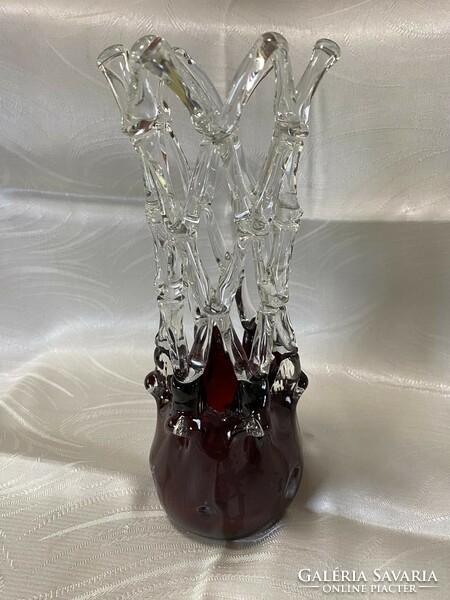 Very beautiful, broken, broken, retro glass vase, decorative vase