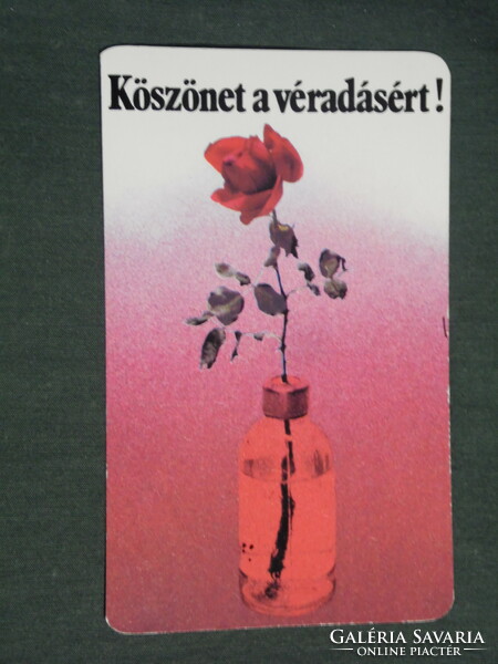 Kártyanaptár, Magyar vöröskereszt, virág, rózsa,1986,   (3)
