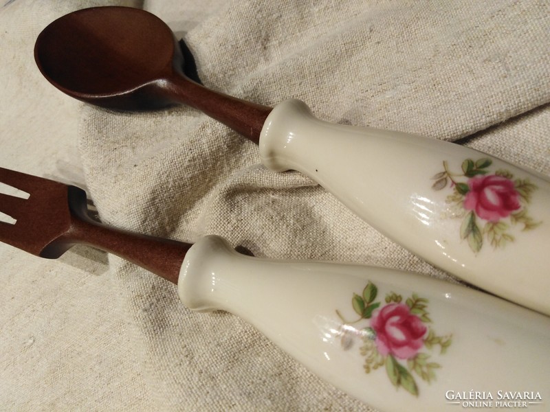 Porcelain handle - wooden / - spoon, - fork / Japanese