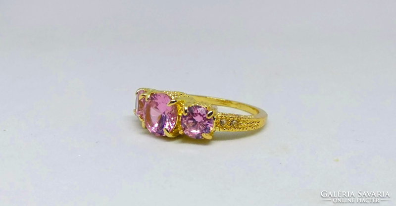 Filled gold (gf), pink cz stone ring 15