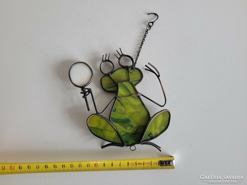 Stained glass retro frog figure with mirror