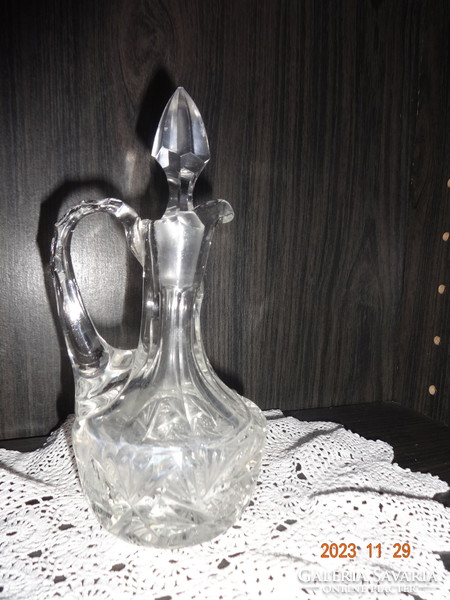 Old polished corked crystal glass oil or vinegar pourer