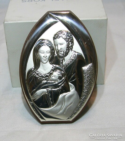 The Holy Family is a relief printed on a silver plate