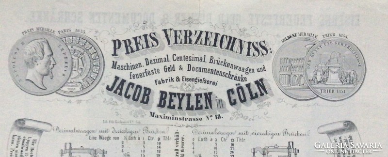 Jacob Beylen in Cöln 1861 /  Pácélszekrény - Reklám