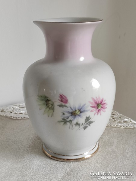Medium-sized pastel floral classic bell-shaped porcelain vase from Hölloháza