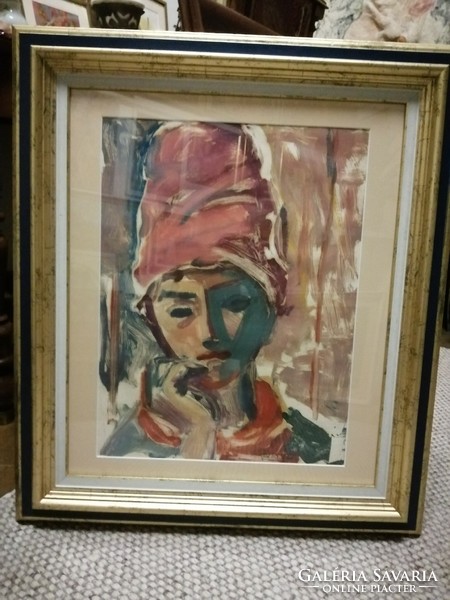 The painter Józsa János is a woman in a red turban
