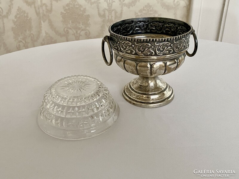 Silver serving bowl with foot