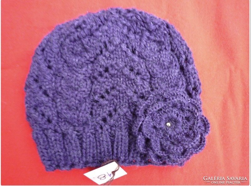 Unique, floral, purple women's hat new (18) hand-knitted