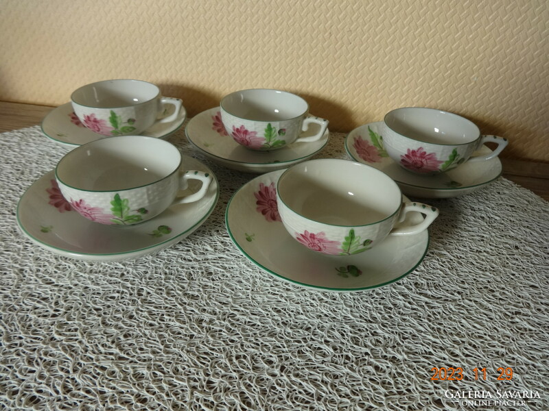 Herend tertia aster pattern mocha set, 5 persons