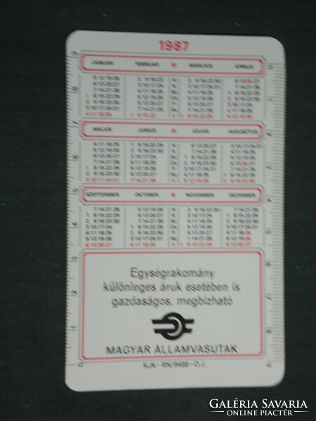 Card calendar, máv railway, transport, container loading station, 1987, (3)