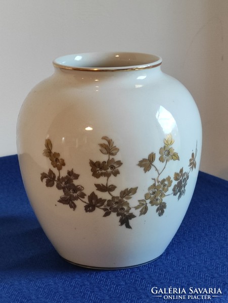 Medium-sized German porcelain vase with golden flowers