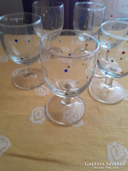 Antik pettyes boros pohár 6 darab