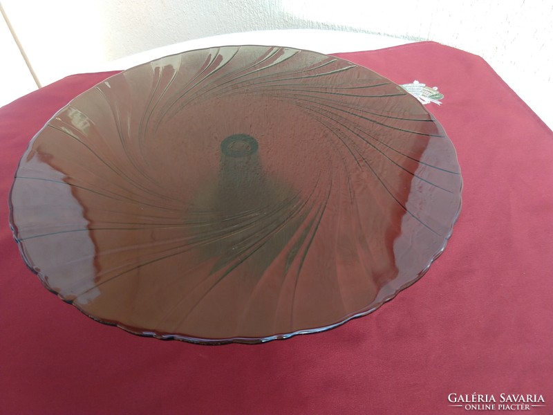 Huge smoke-colored glass cake stand: 36 x 10 cm, perfect..
