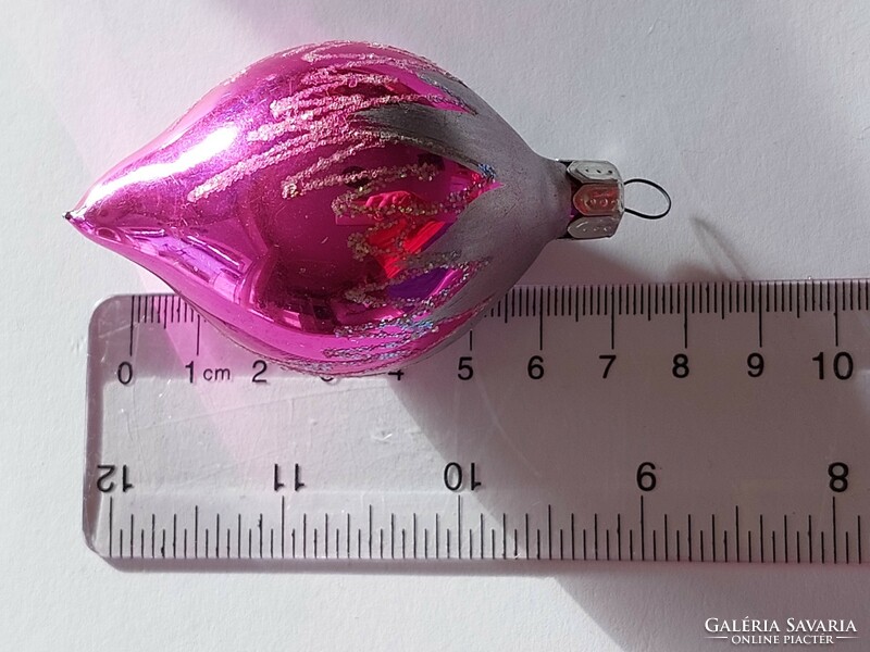 Old glass Christmas tree ornament pink icicle glass ornament