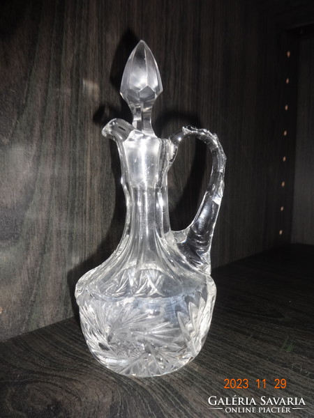 Old polished corked crystal glass oil or vinegar pourer