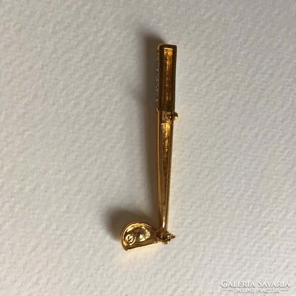 Vintage crystal-gold golf club brooch