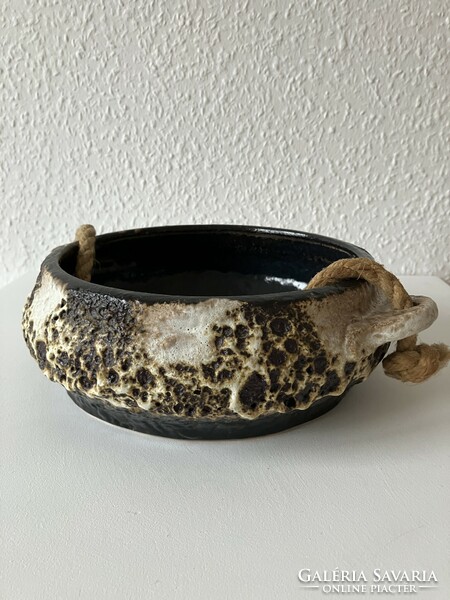 Hanging German fat lava ceramic bowl