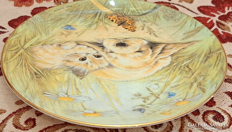 Dog and cat porcelain decorative plate, wall plate (l