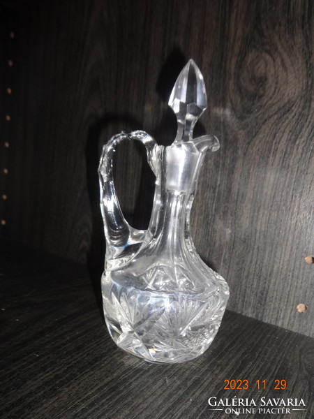 Old polished corked crystal glass oil or vinegar pourer