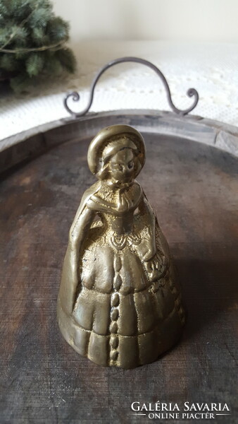 Brass doorbell, bell, Victorian woman figure
