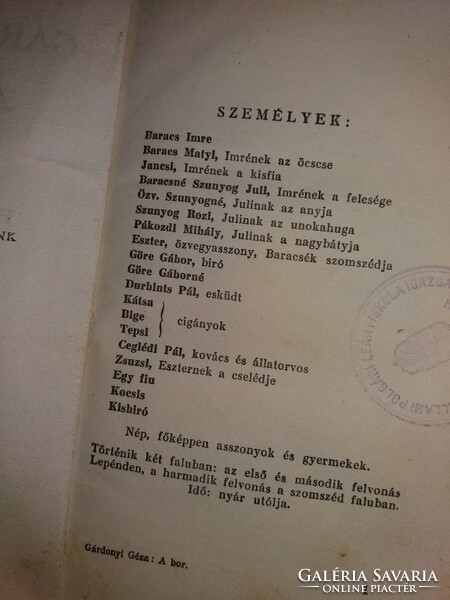 1930. Gárdonyi Géza: A bor FALUSI TÖRTÉNET 3 FELVONÁSBAN könyv a képek szerint Dante Kiadás