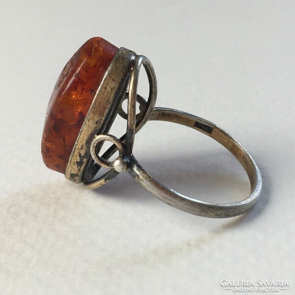 Russian amber stone ring