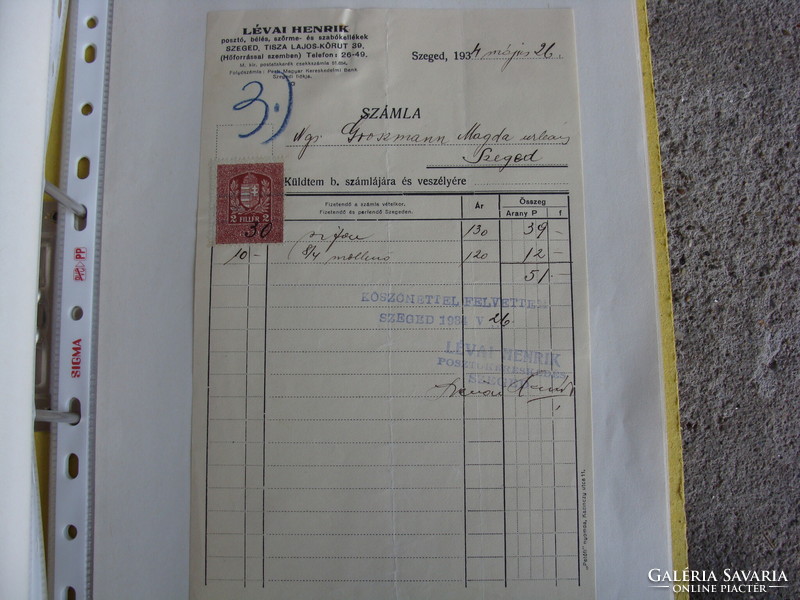 Invoice 305 Szeged 1915-1945