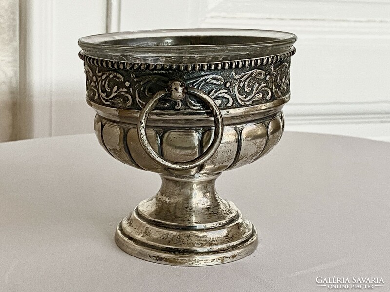 Silver serving bowl with foot