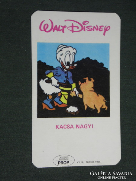 Kártyanaptár, Mini Prop, mozi, Walt Disney kacsa nagyi rajzfilm ,1986,   (3)