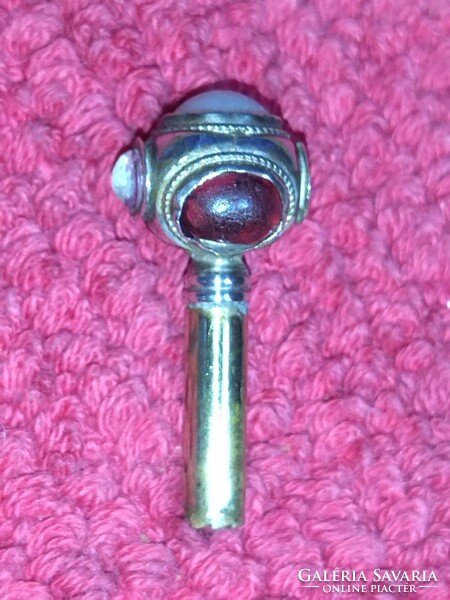 Beautiful antique mini scepter with silver and copper gems, rare piece