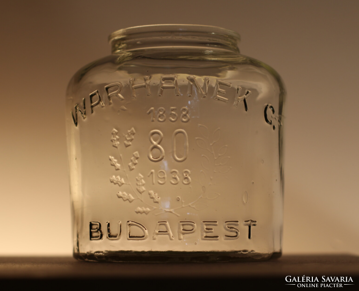 Antik Warhanek Budapest feliratos ruszlis üveg