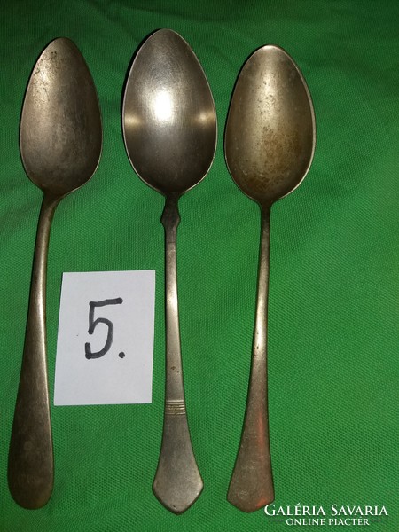 Antique silver-plated alpaca spoon set of 5 - cutlery in one, according to the pictures 5.