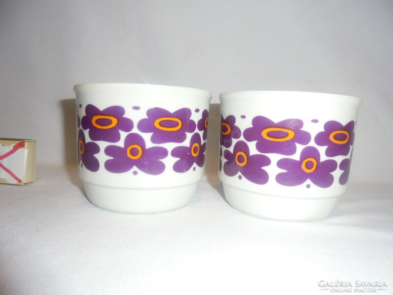 Retro Zsolnay, tea mug with purple flowers - two pieces together