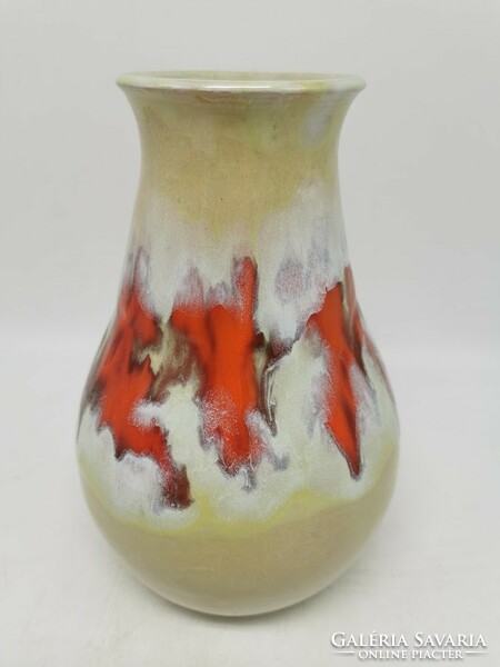 Retro vase, Hungarian handicraft ceramic, marked, 23 cm, solid, heavy