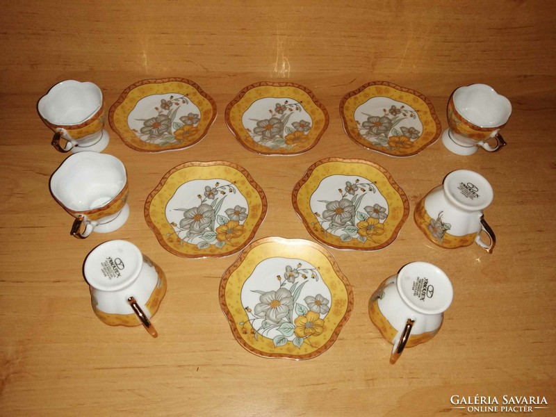 Japán szecessziós porcelán aranyozott kávés csésze készlet - 6 személyes (0-1)
