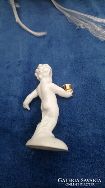 Antique nude porcelain candle holder child figure, metzler & ortloff?