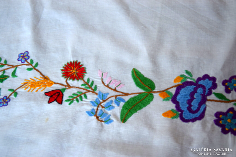 Antique old linen drapery towel towel decorative towel hand embroidered folk wheat poppy 86 x 81