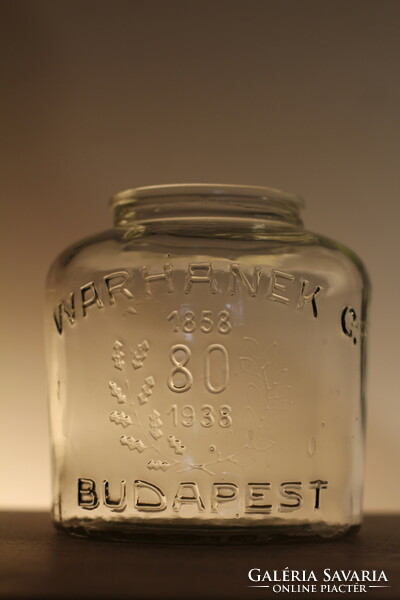 Antik Warhanek Budapest feliratos ruszlis üveg