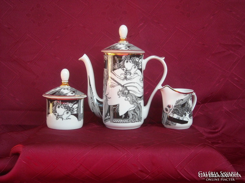 Hollóházi Saxon endre porcelain coffee set (butterfly)