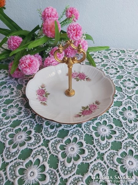 Extra gyönyörű rózsás tányér fogantyús kínáló asztalközép Kaiser